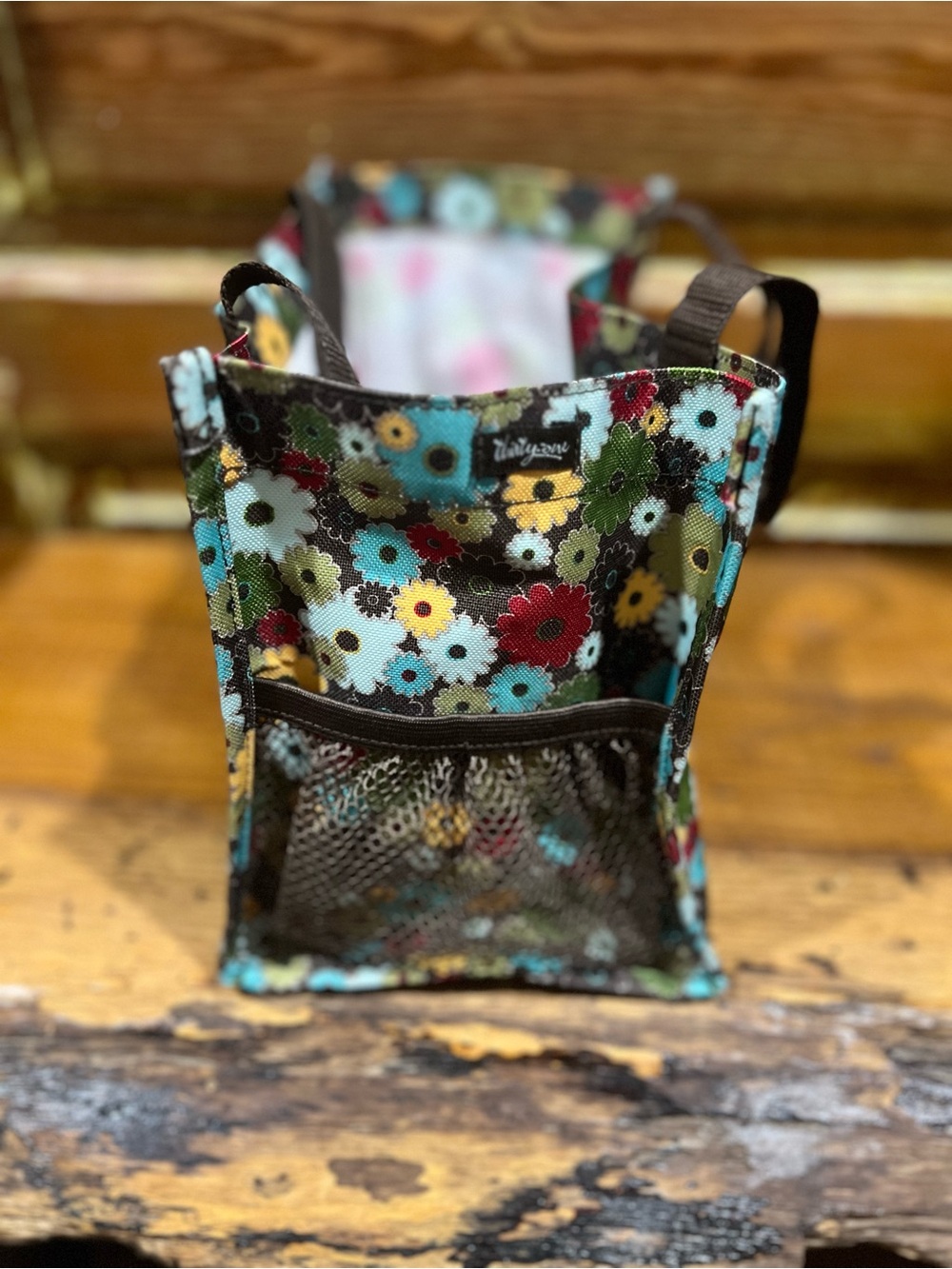 thirty-one Floral Tote Bag in Brown, Turquoise, Red, Yellow - Picture 4 of 6